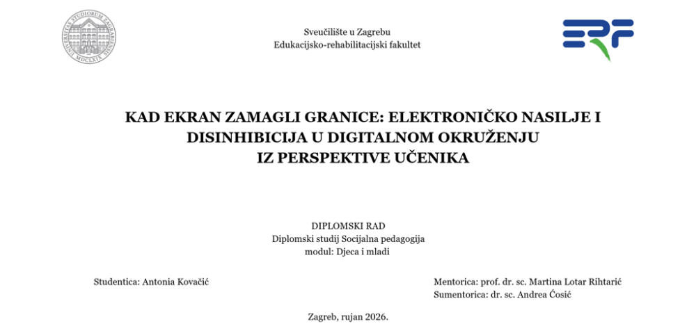 Antonia Kovačić obranila diplomski rad temeljen na podacima projektnog istraživanja