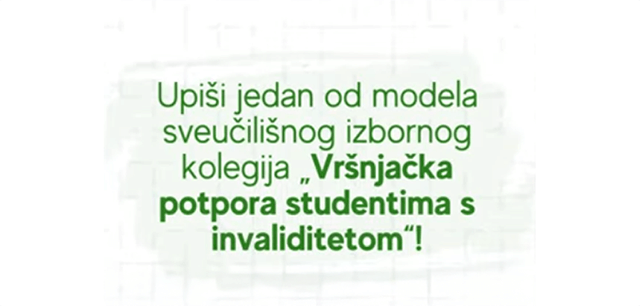 Upis izbornog sveučilišnog kolegija "Vršnjačka potpora studentima s invaliditetom" u zimskom semestru ak. god. 2026./2027.