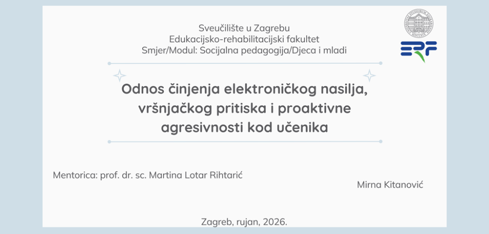 Mirna Kitanović obranila diplomski rad temeljen na podacima projektnog istraživanja