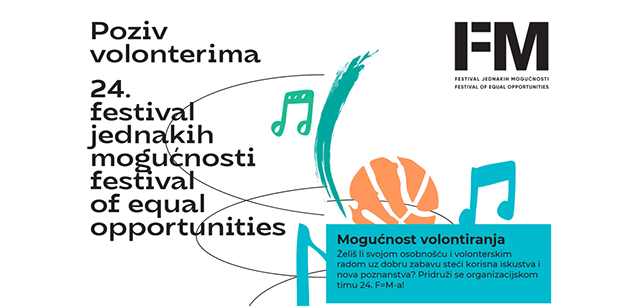 Poziv studentima za volontiranje na 24. Festivalu jednakih mogućnosti od 19. do 21. svibnja 2026.