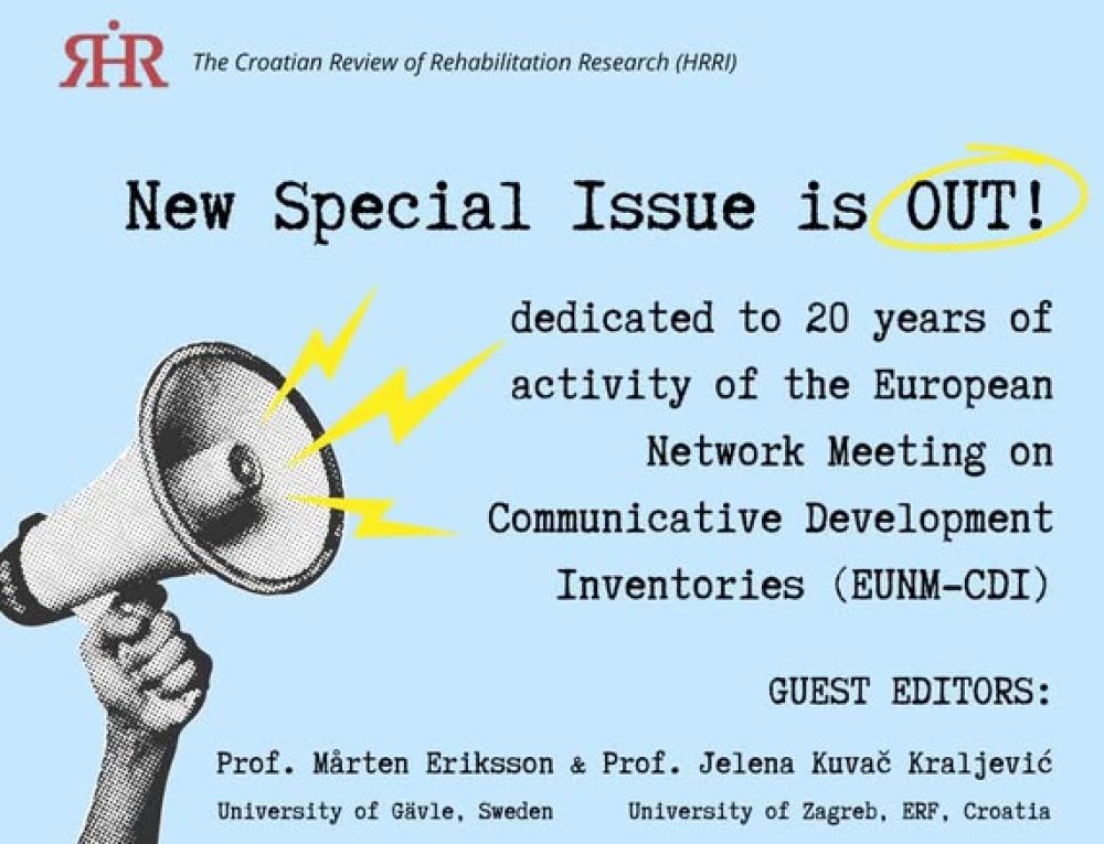 Objavljen poseban tematski broj časopisa Hrvatska revija za rehabilitacijska istraživanja